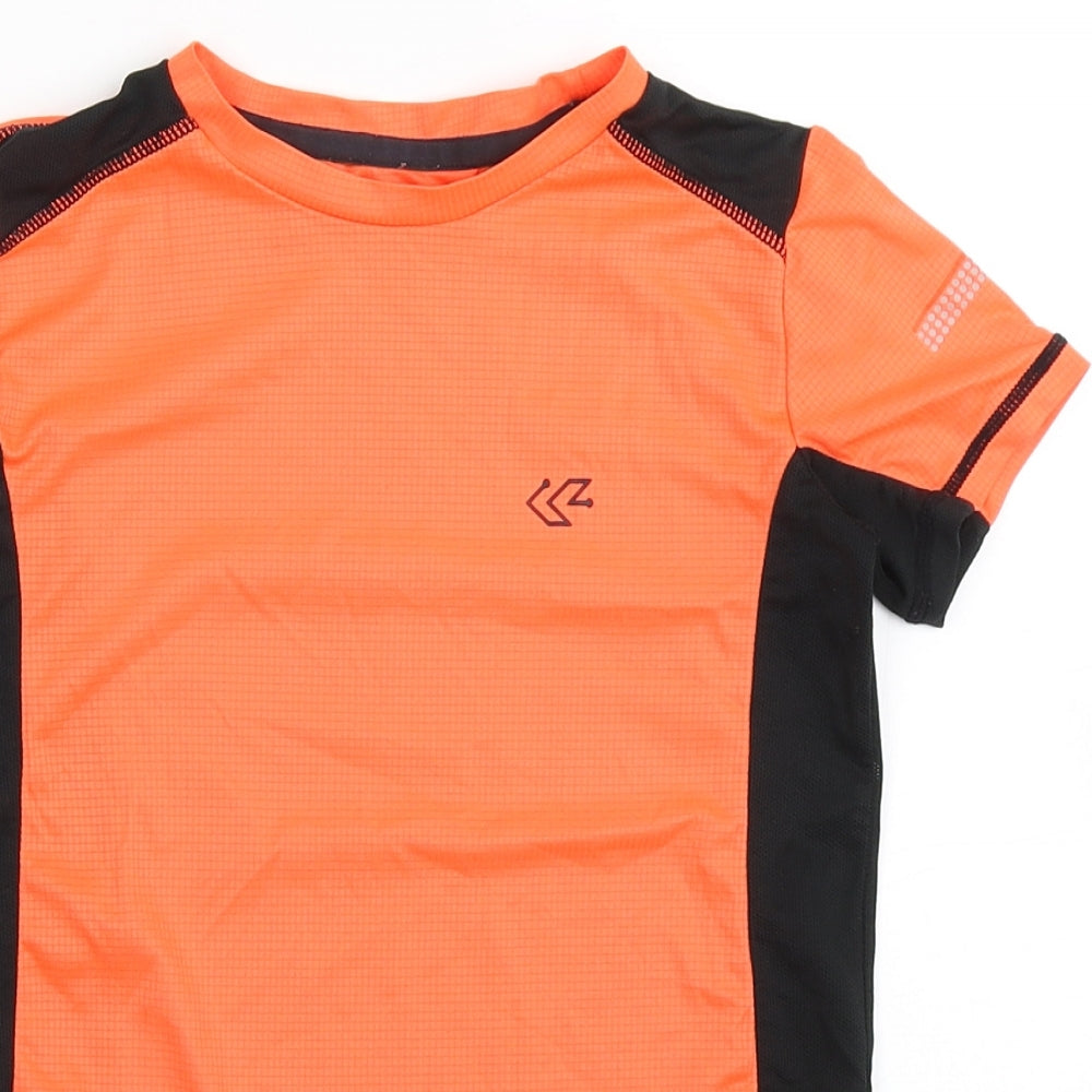 Dunnes Stores Boys Orange  Polyester Basic T-Shirt Size 7-8 Years Round Neck Pullover