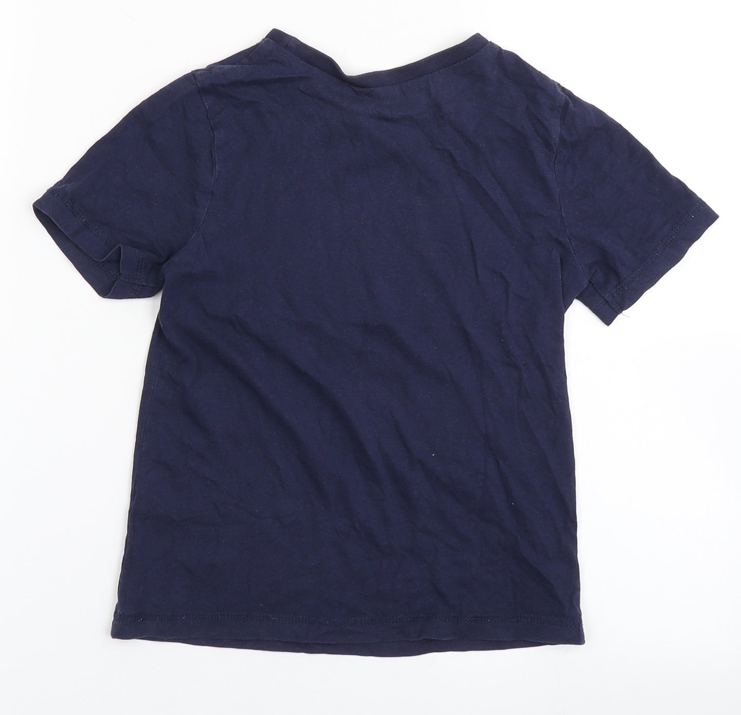 George Boys Blue  100% Cotton Basic T-Shirt Size 6-7 Years Round Neck Pullover - Surf