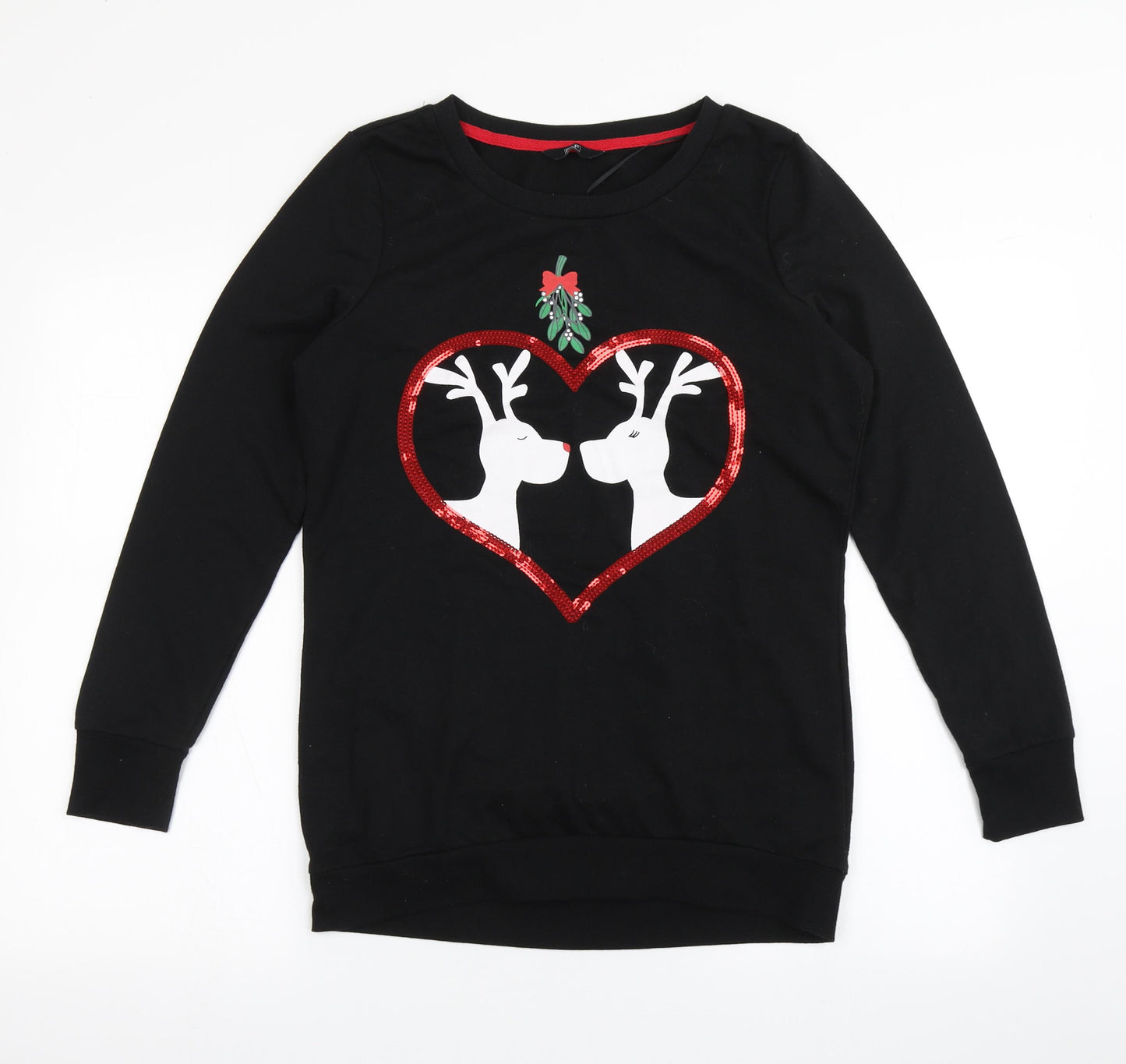 F&F Womens Black  Polyester Pullover Sweatshirt Size 10  Pullover - Christmas