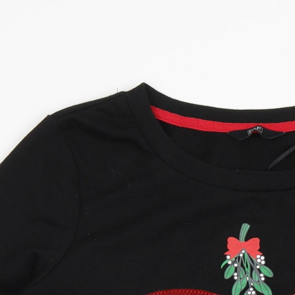 F&F Womens Black  Polyester Pullover Sweatshirt Size 10  Pullover - Christmas