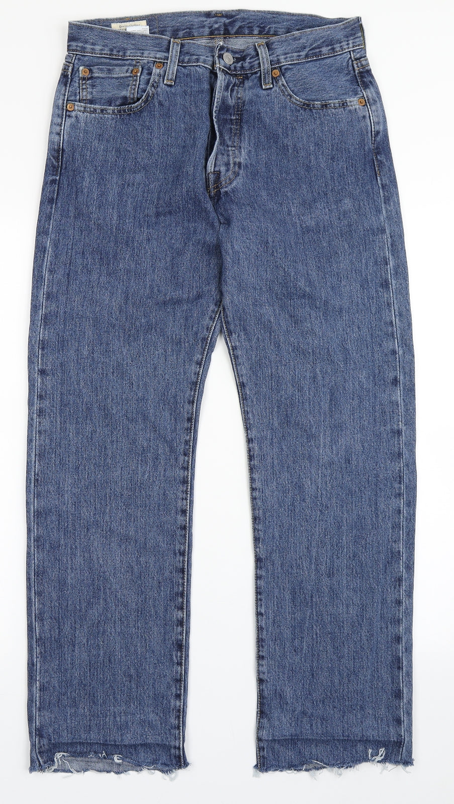 Signature by Levi Strauss & Co. Mens Blue  Polyester Straight Jeans Size 30 L27 in Regular Button