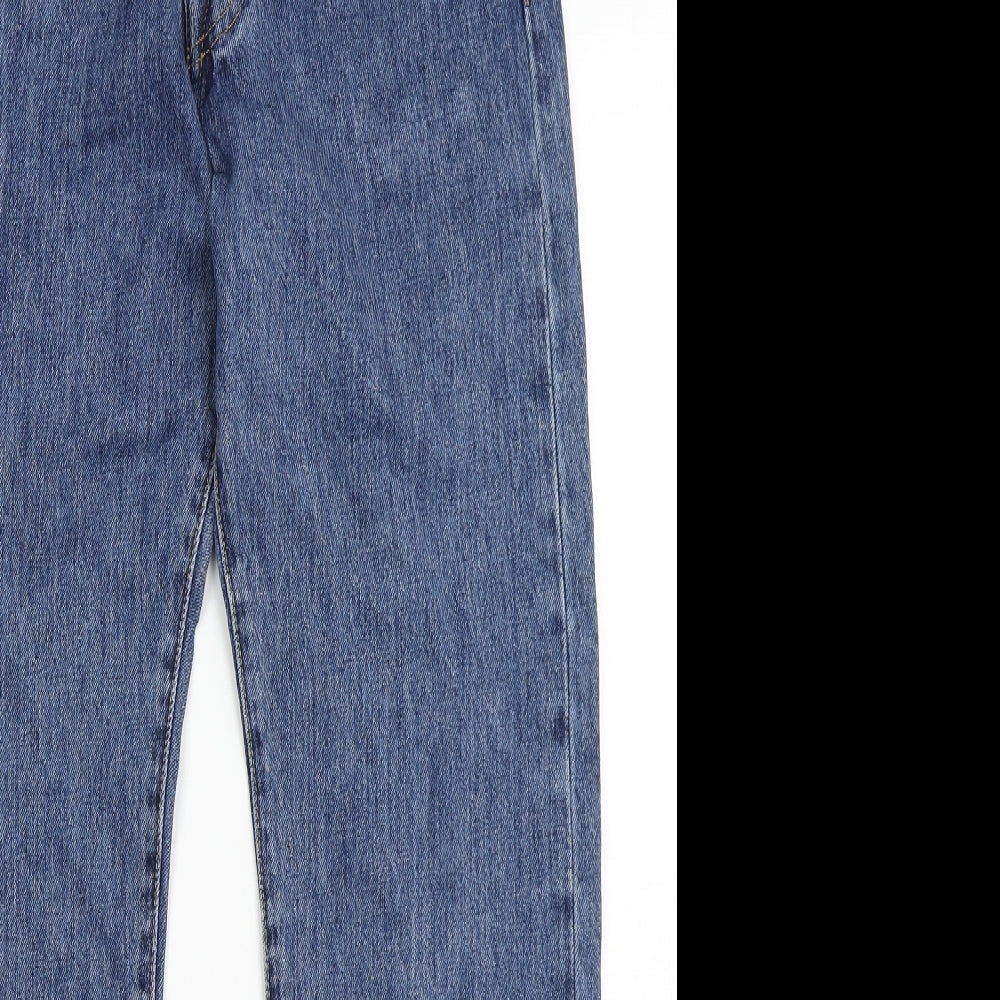 Signature by Levi Strauss & Co. Mens Blue  Polyester Straight Jeans Size 30 L27 in Regular Button