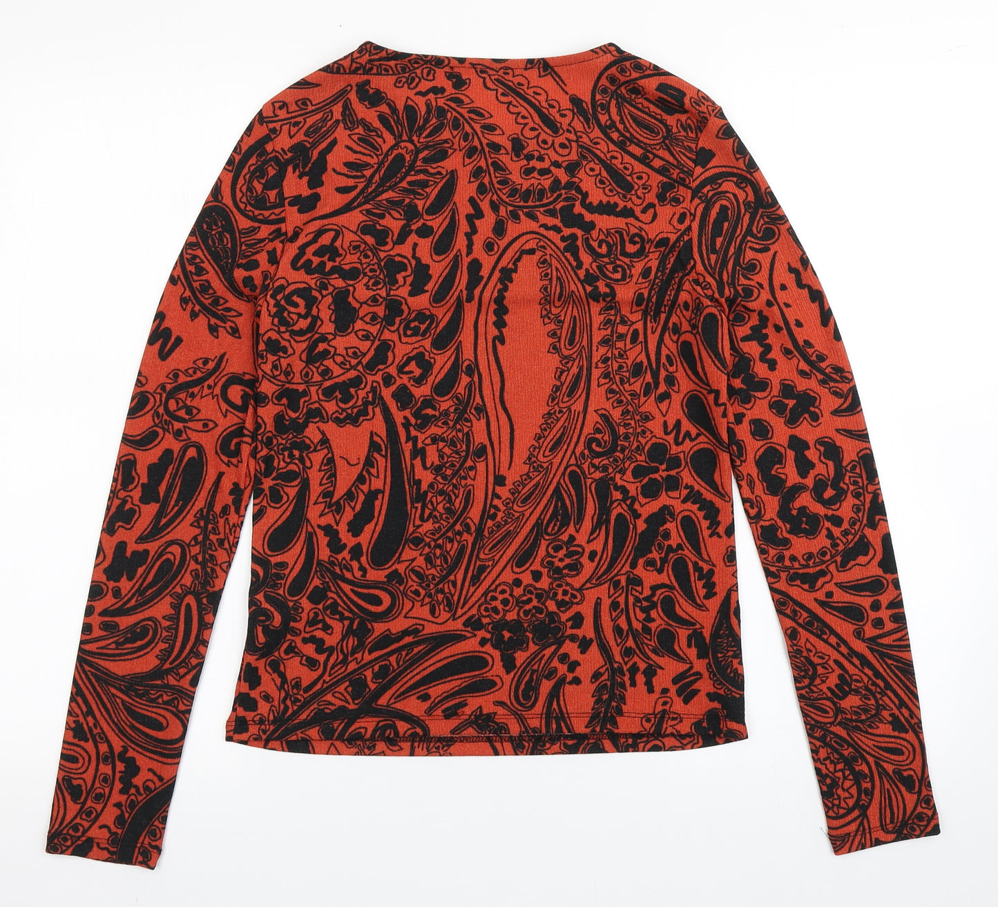 Topshop Womens Red  Polyester Basic T-Shirt Size 12 Round Neck