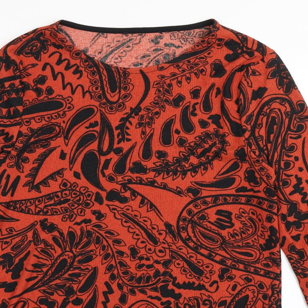 Topshop Womens Red  Polyester Basic T-Shirt Size 12 Round Neck