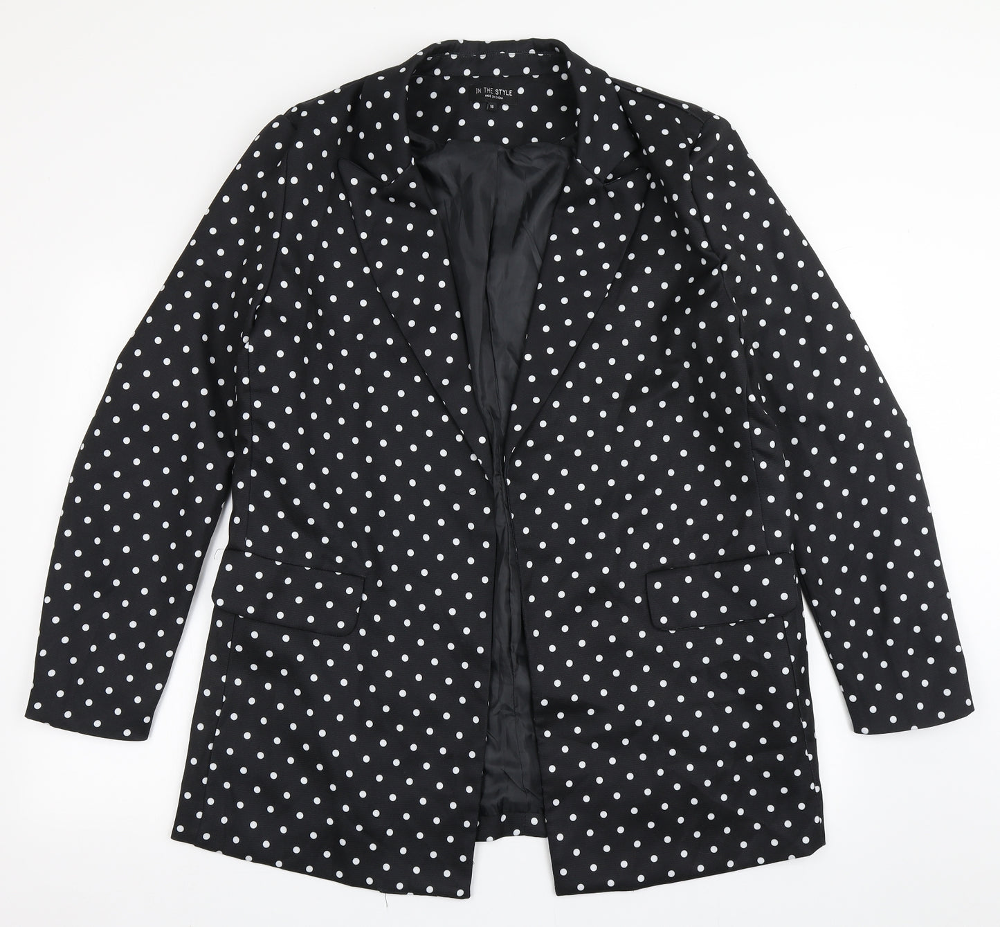 In the Style Womens Black Polka Dot Polyester Jacket Blazer Size 16
