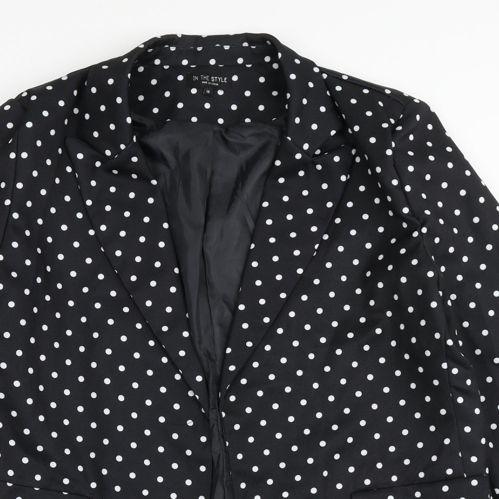 In the Style Womens Black Polka Dot Polyester Jacket Blazer Size 16