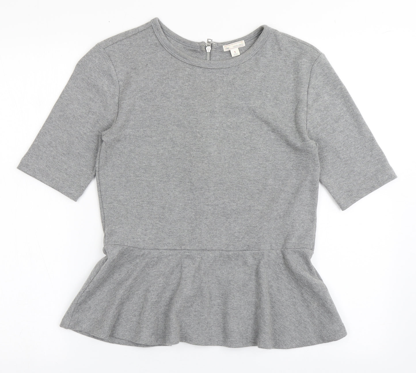 Gap Womens Grey  Polyester Basic T-Shirt Size S Round Neck