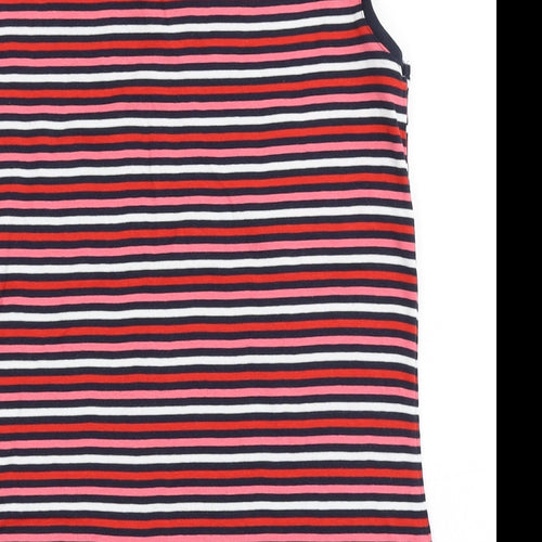 Marks and Spencer Womens Multicoloured Striped 100% Cotton Basic T-Shirt Size 14 Round Neck