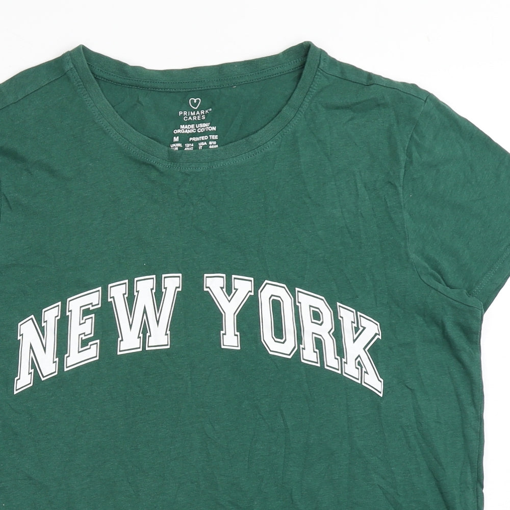 Primark Womens Green  100% Cotton Basic T-Shirt Size M Round Neck - New York