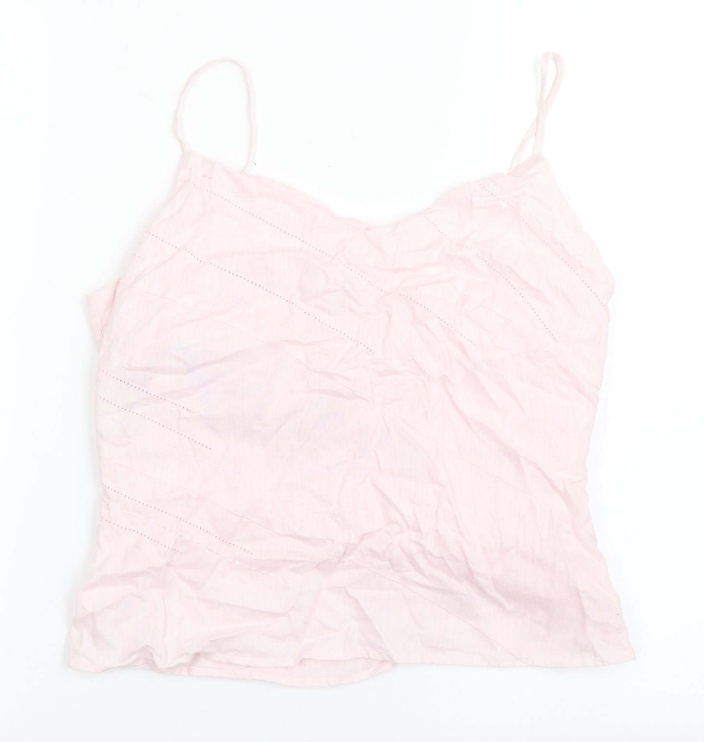 John Rocha Womens Pink  Linen Basic Blouse Size 12 V-Neck