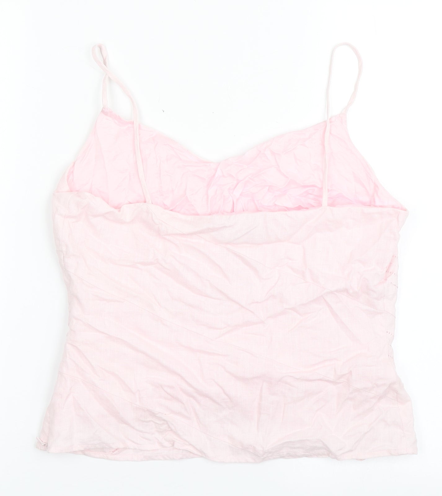 John Rocha Womens Pink  Linen Basic Blouse Size 12 V-Neck