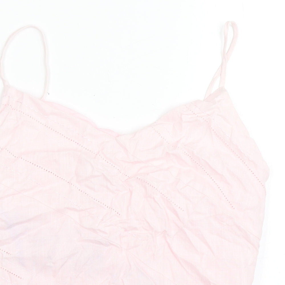John Rocha Womens Pink  Linen Basic Blouse Size 12 V-Neck