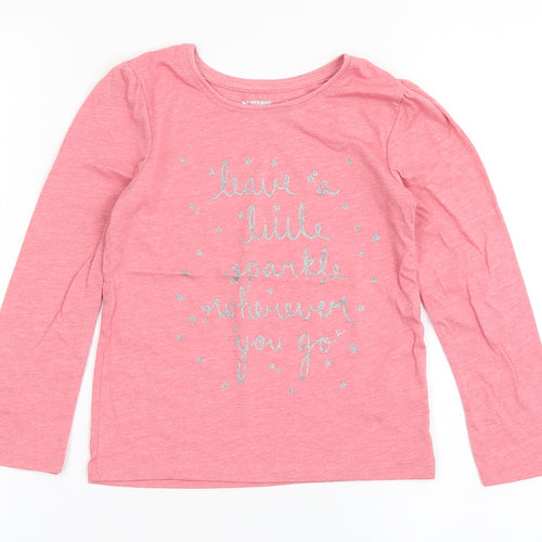 Young Dimension Girls Pink  Polyester Basic T-Shirt Size 5-6 Years Round Neck Pullover - Sparkle