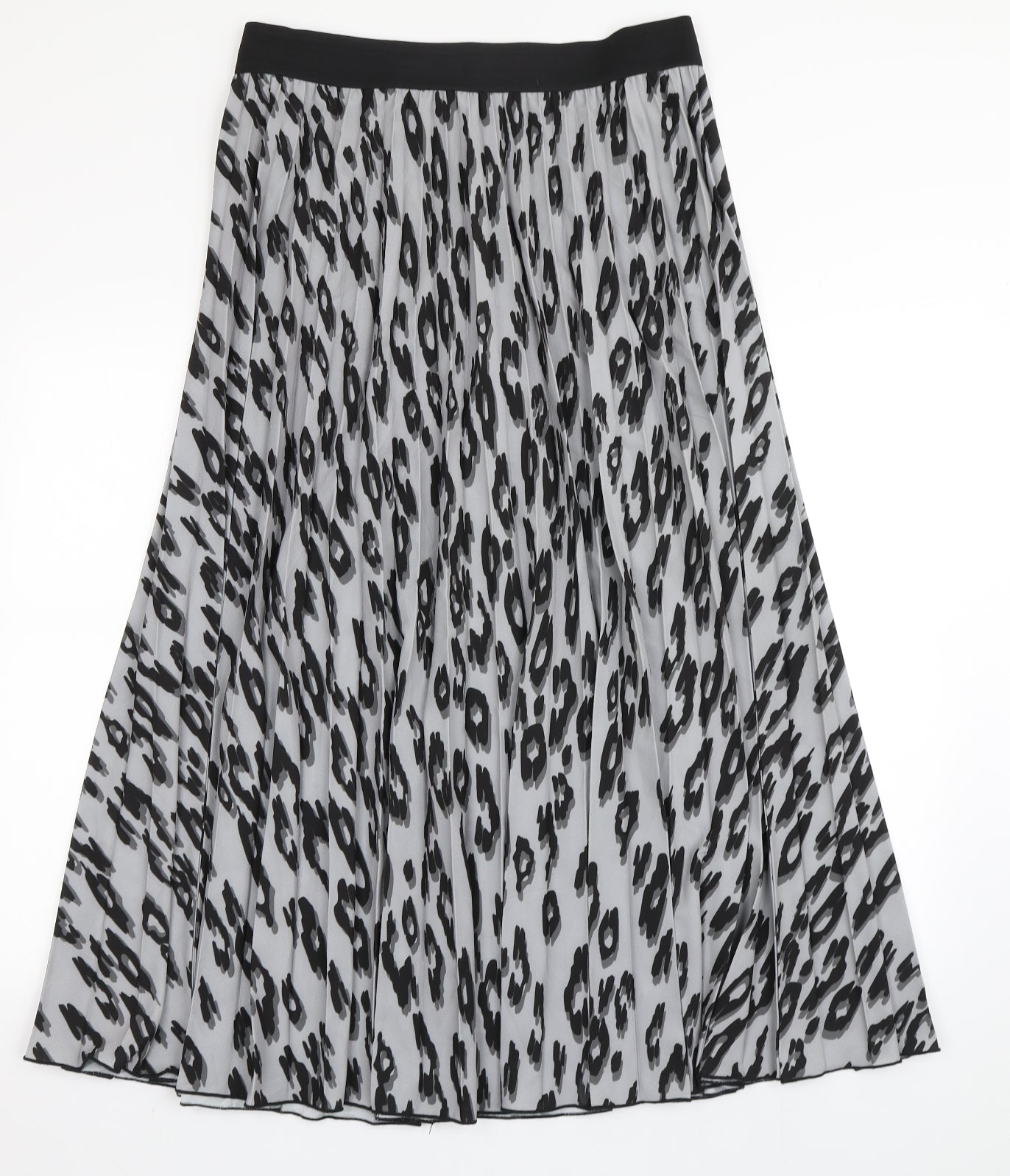 Roman Womens Grey Animal Print Polyester Pleated Skirt Size 16