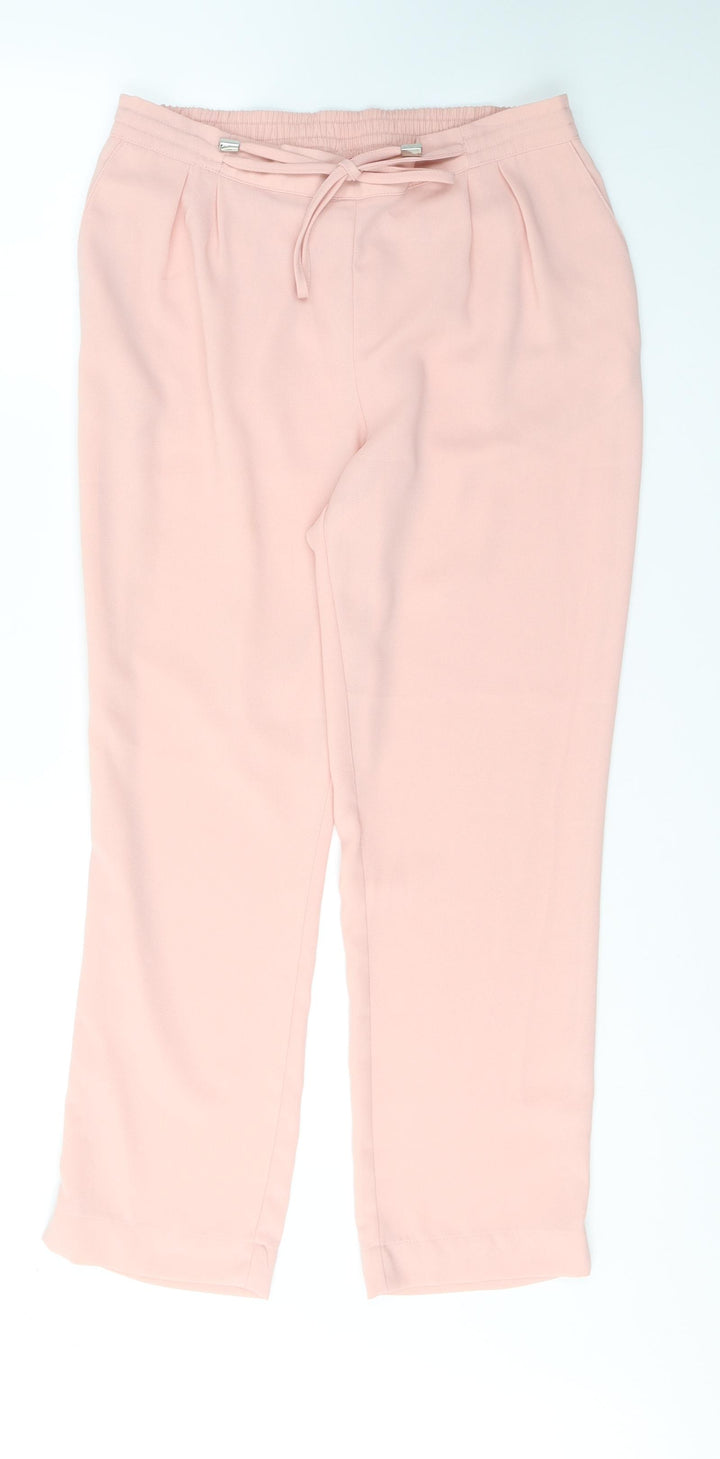 Damart Womens Pink  Polyester Trousers  Size 12 L27 in Regular Tie