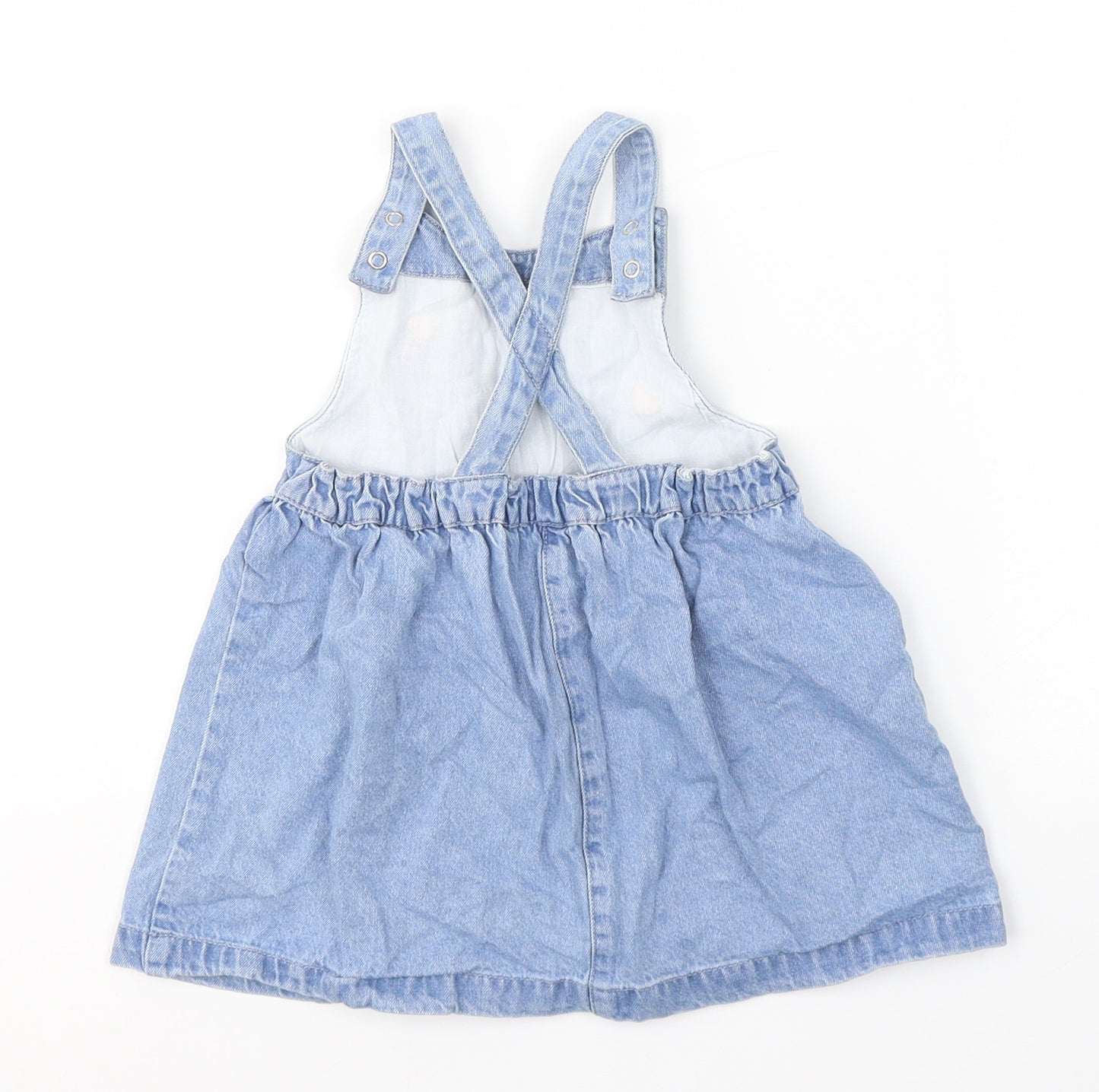 George Girls Blue  100% Cotton Dungaree One-Piece Size 12-18 Months  Button