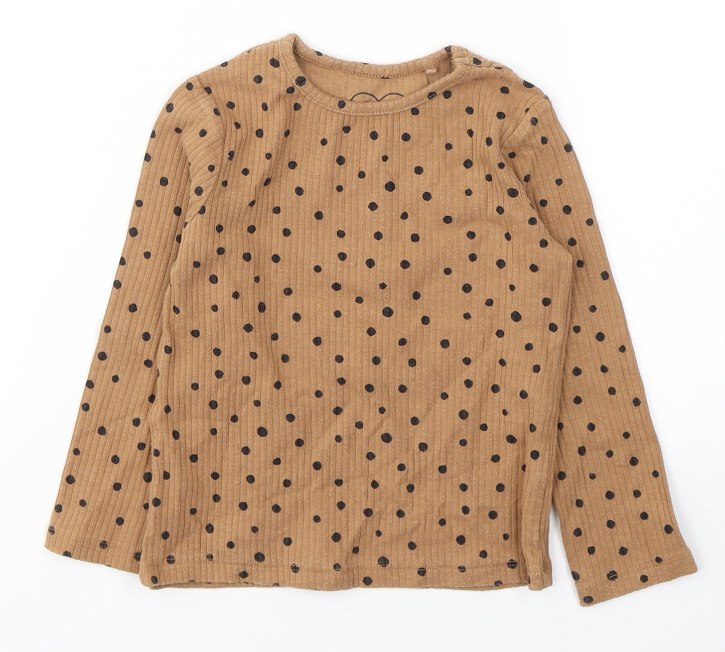 NEXT Girls Brown Polka Dot Cotton Basic Casual Size 18-24 Months Round Neck Pullover