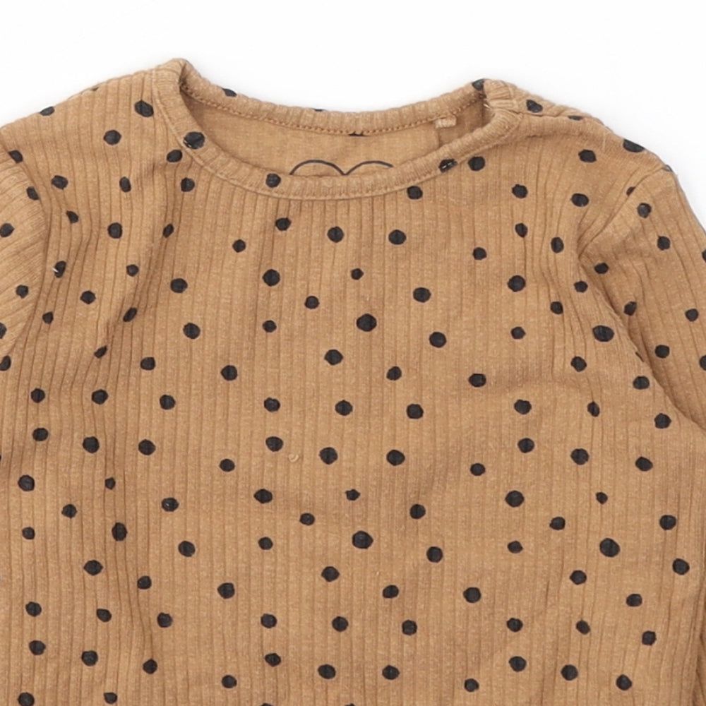 NEXT Girls Brown Polka Dot Cotton Basic Casual Size 18-24 Months Round Neck Pullover
