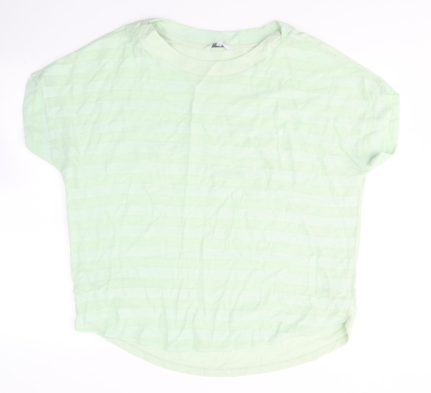 NEXT Womens Green Striped Viscose Basic T-Shirt Size 18 Round Neck