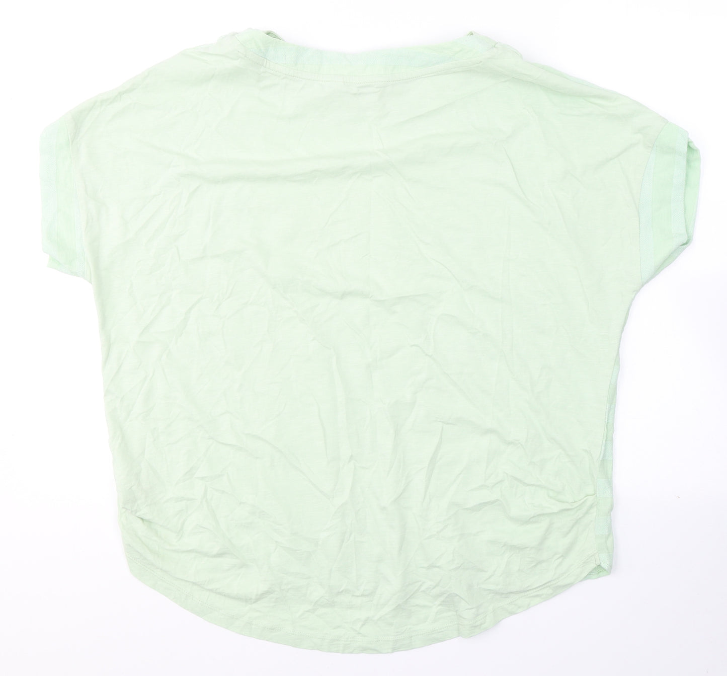 NEXT Womens Green Striped Viscose Basic T-Shirt Size 18 Round Neck