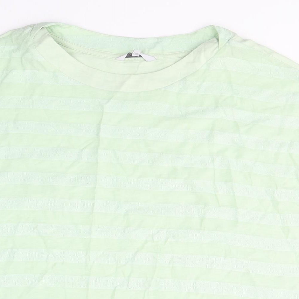 NEXT Womens Green Striped Viscose Basic T-Shirt Size 18 Round Neck