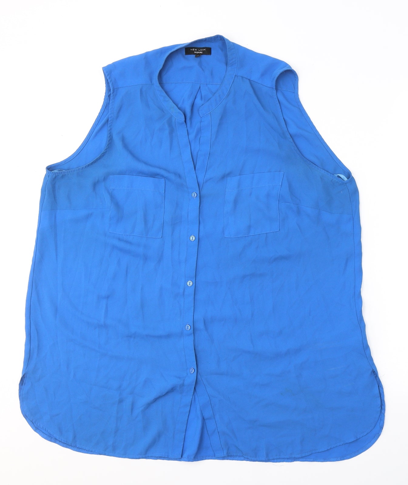 New Look Womens Blue  Polyester Basic Tank Size 22 V-Neck