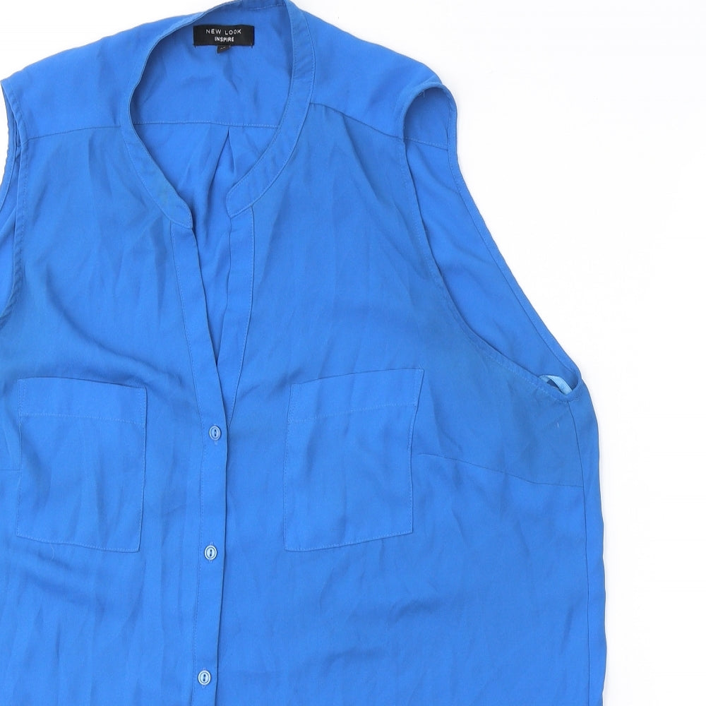 New Look Womens Blue  Polyester Basic Tank Size 22 V-Neck