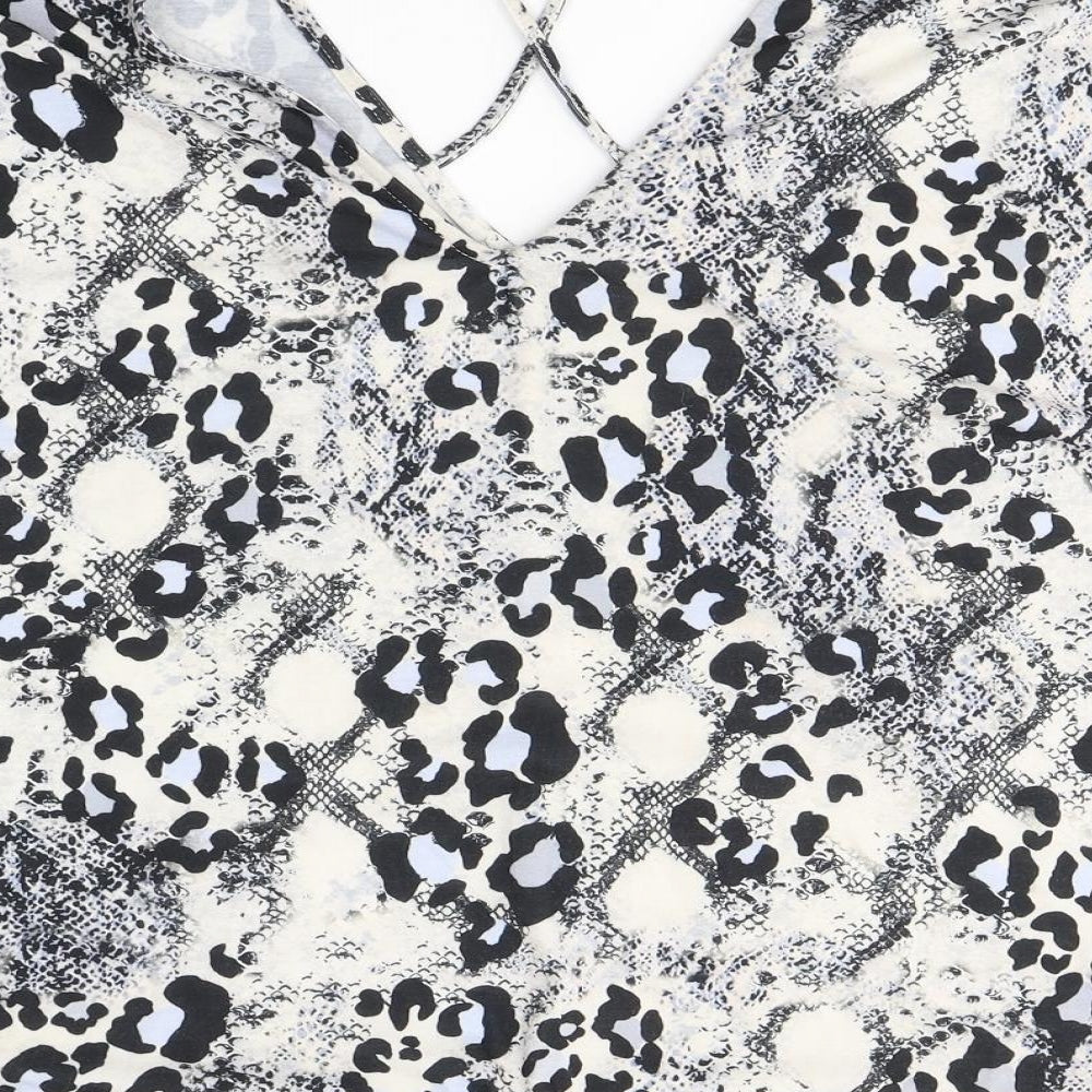 New Look Womens Ivory Animal Print Polyester Basic Blouse Size 26 V-Neck