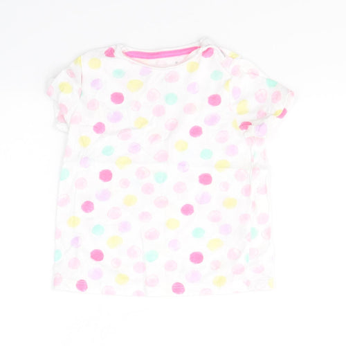 F&F Girls White Spotted Cotton Pullover T-Shirt Size 12-18 Months Round Neck Pullover