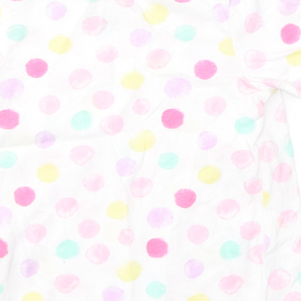 F&F Girls White Spotted Cotton Pullover T-Shirt Size 12-18 Months Round Neck Pullover