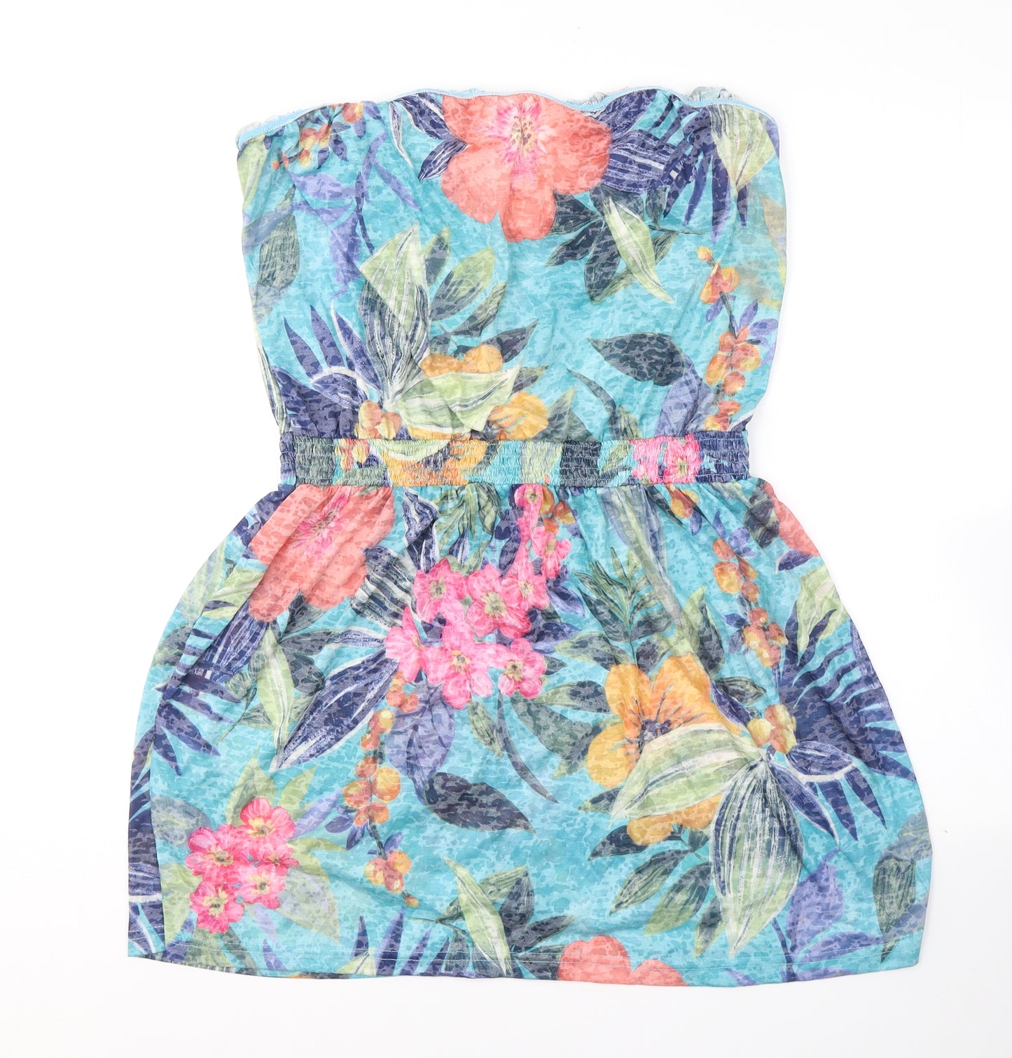 Peacocks Womens Blue Floral Polyester Fit & Flare  Size 18  Off the Shoulder Pullover