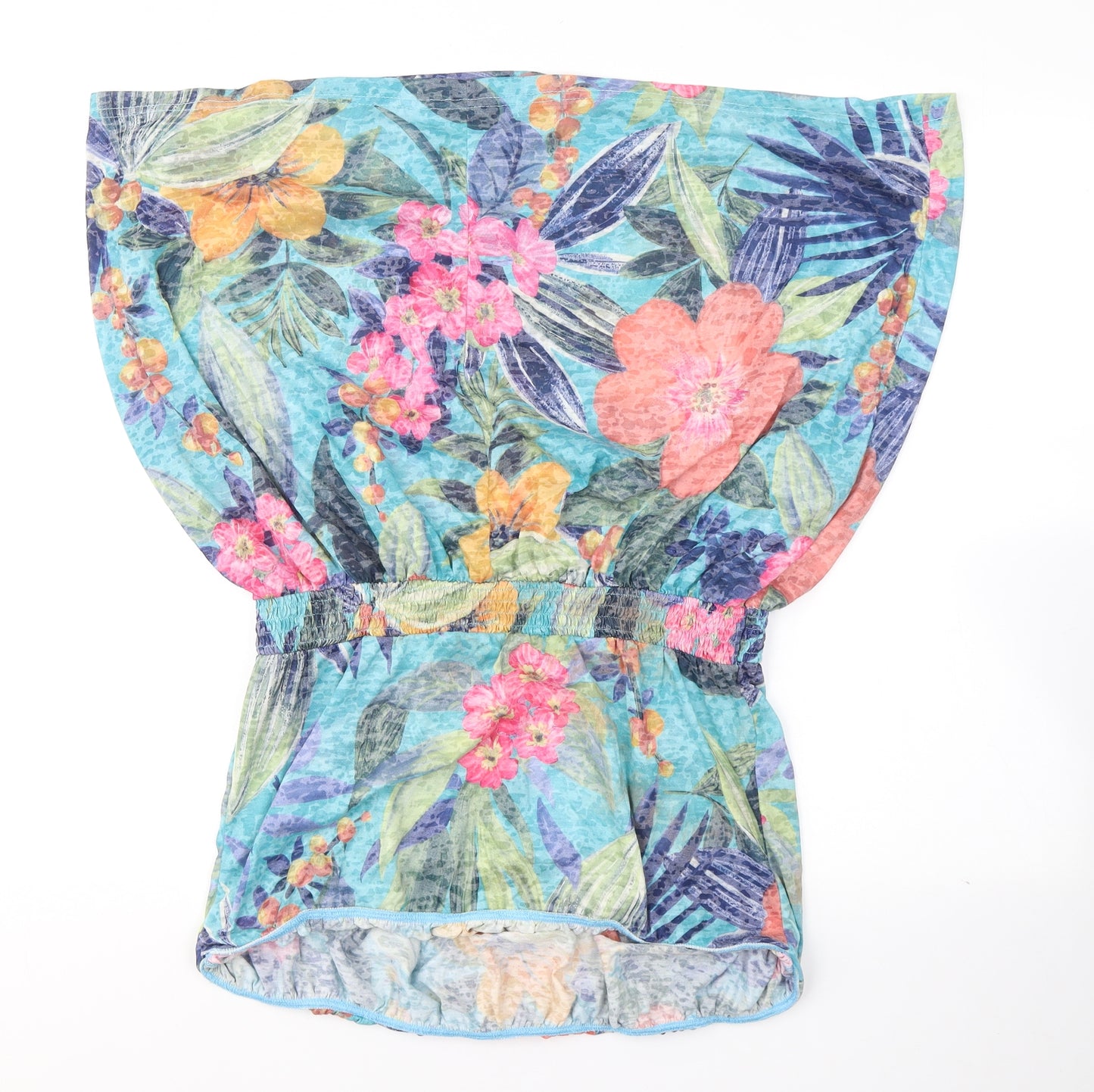 Peacocks Womens Blue Floral Polyester Fit & Flare  Size 18  Off the Shoulder Pullover