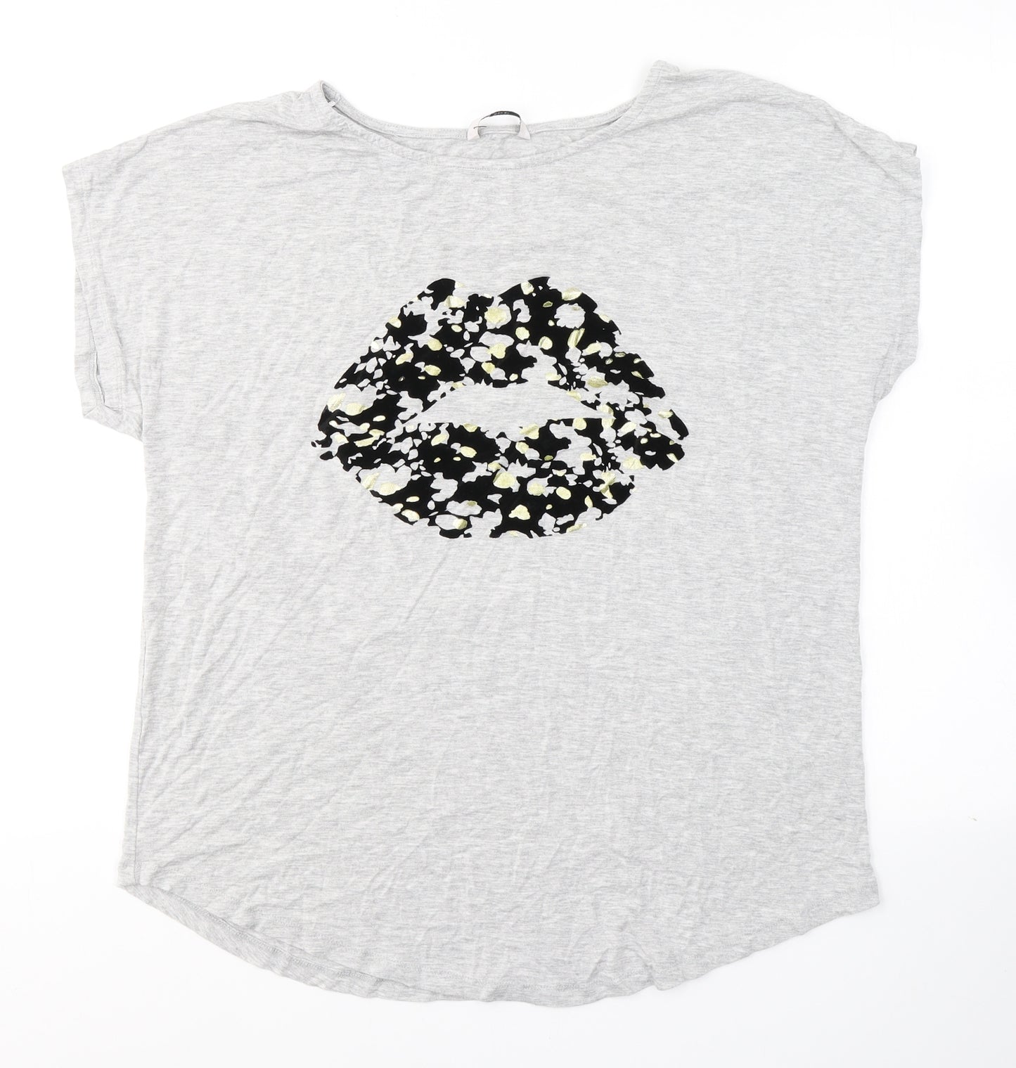 TU Womens Grey  Viscose Basic T-Shirt Size 16 Round Neck