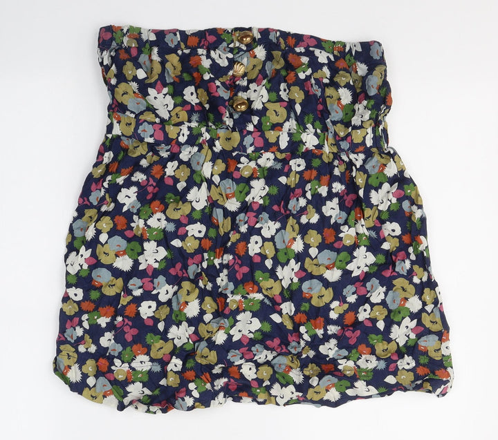 New Look Womens Blue Floral Viscose Basic Blouse Size 16 Off the Shoulder