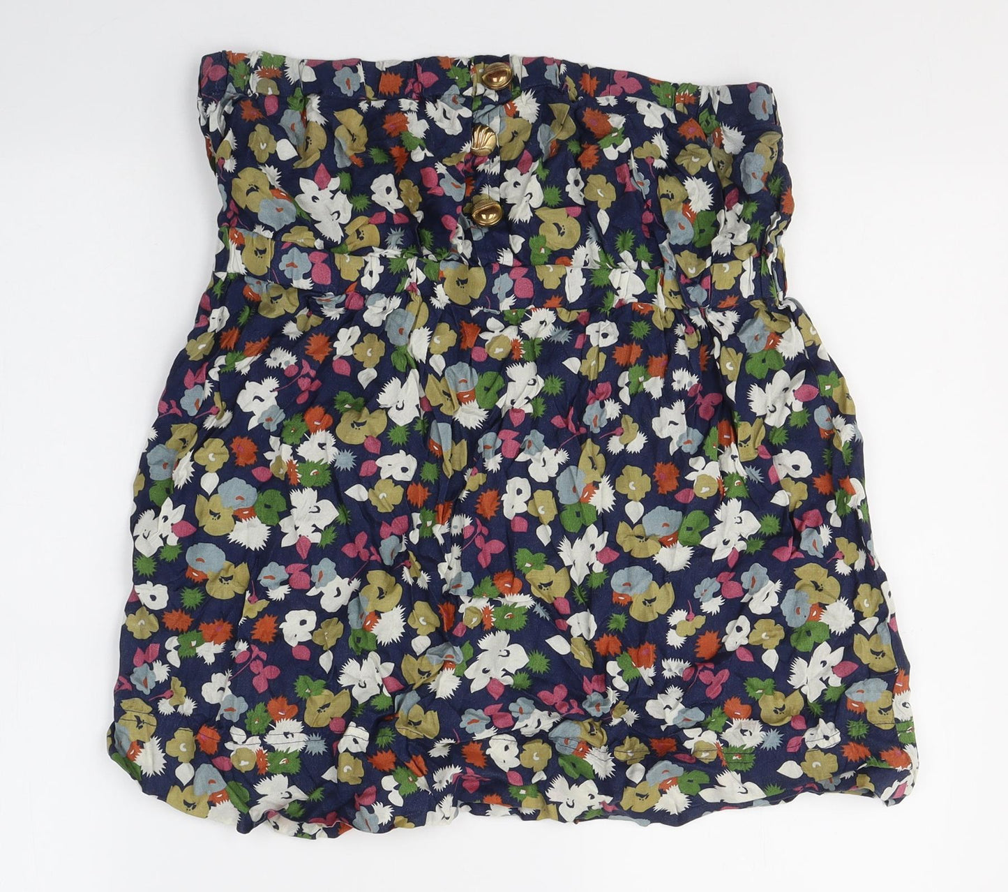 New Look Womens Blue Floral Viscose Basic Blouse Size 16 Off the Shoulder