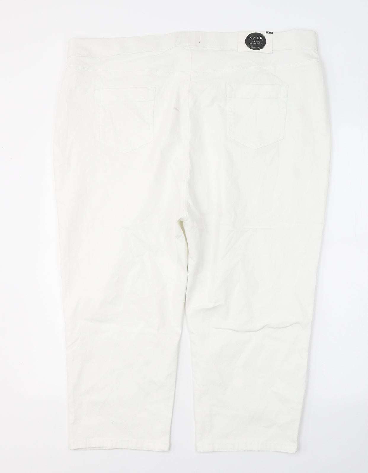 KATE Womens White  Cotton Cropped Trousers Size 22 L20 in Regular