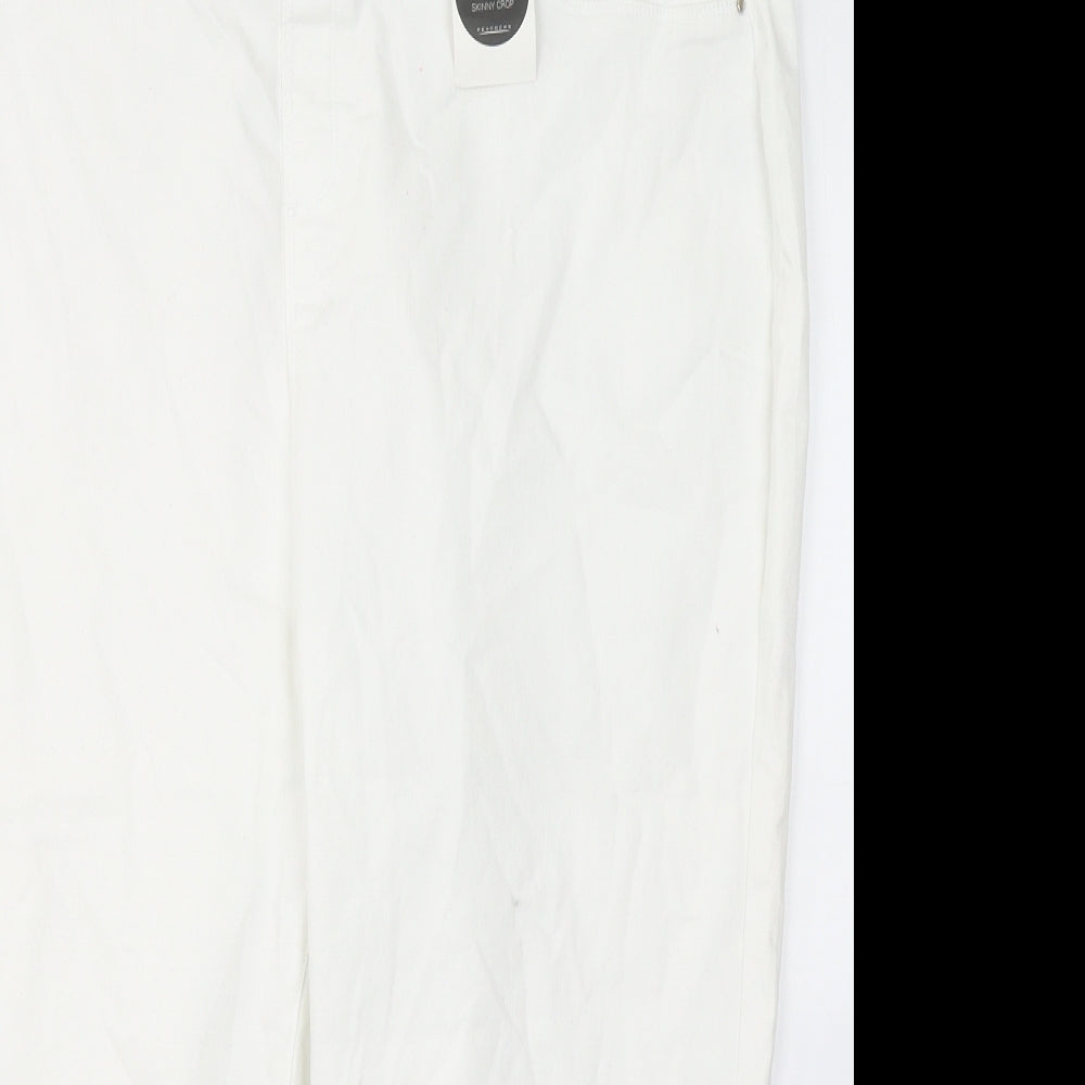 KATE Womens White  Cotton Cropped Trousers Size 22 L20 in Regular
