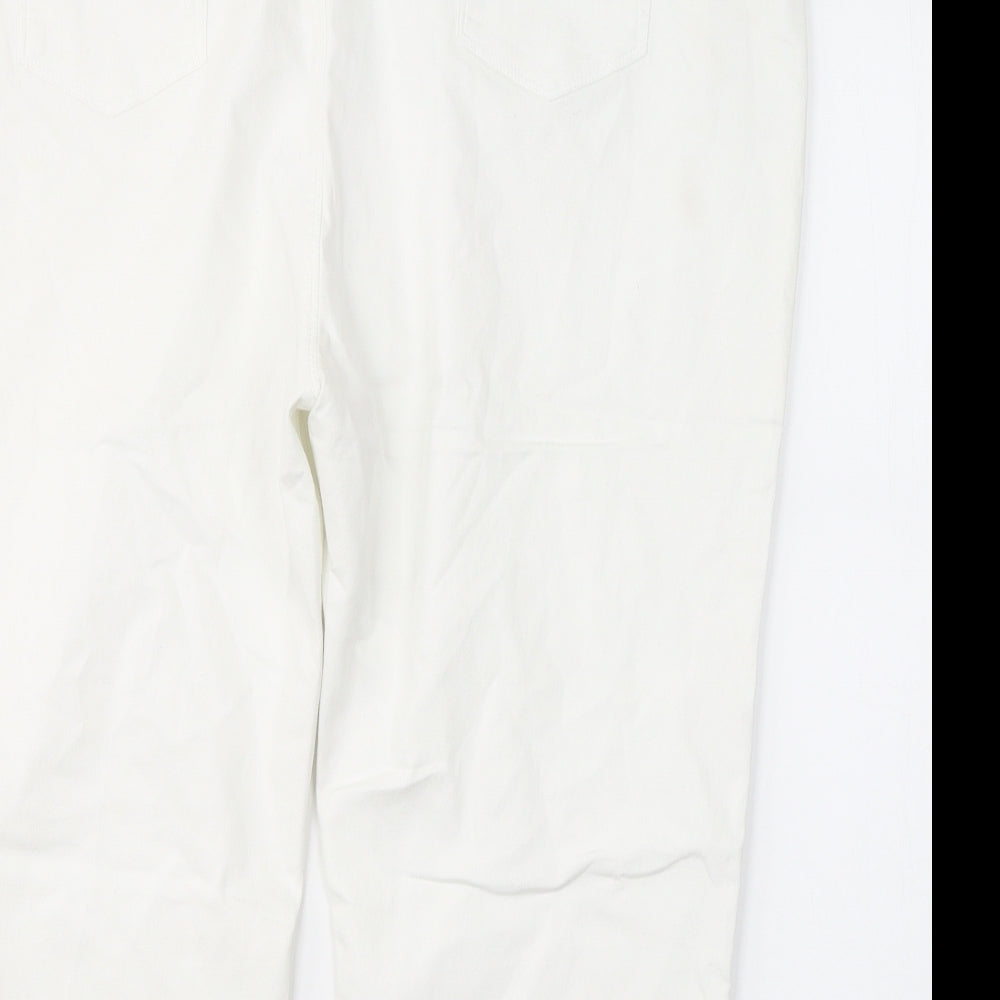 KATE Womens White  Cotton Cropped Trousers Size 22 L20 in Regular