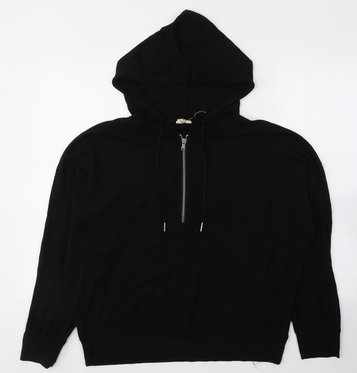 Cable & Gauge Womens Black Viscose Pullover Hoodie Size L Pullover