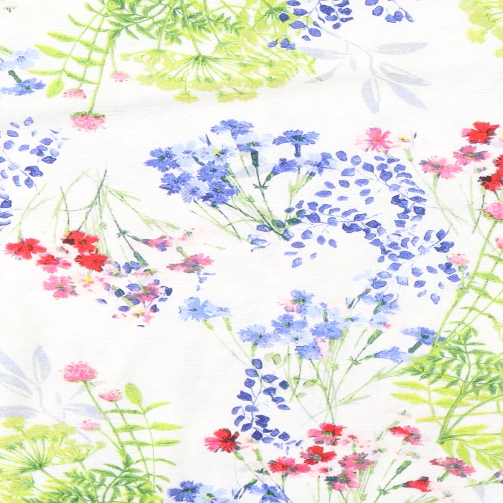 Marks and Spencer Womens White Floral Polyester Basic Blouse Size 14 Boat Neck