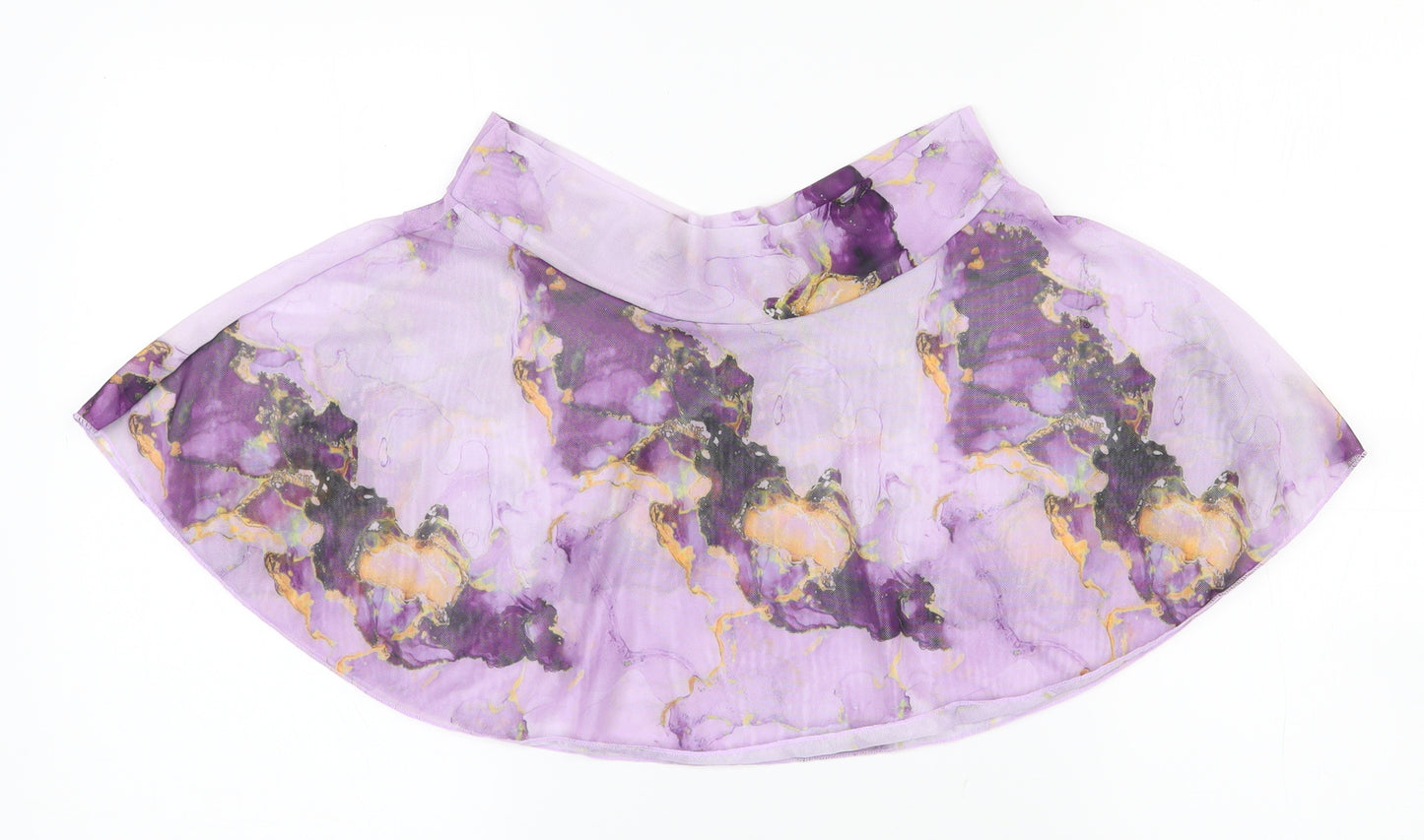 Womens Multicoloured  Polyester Flare Skirt Size 12    - Marble Effect