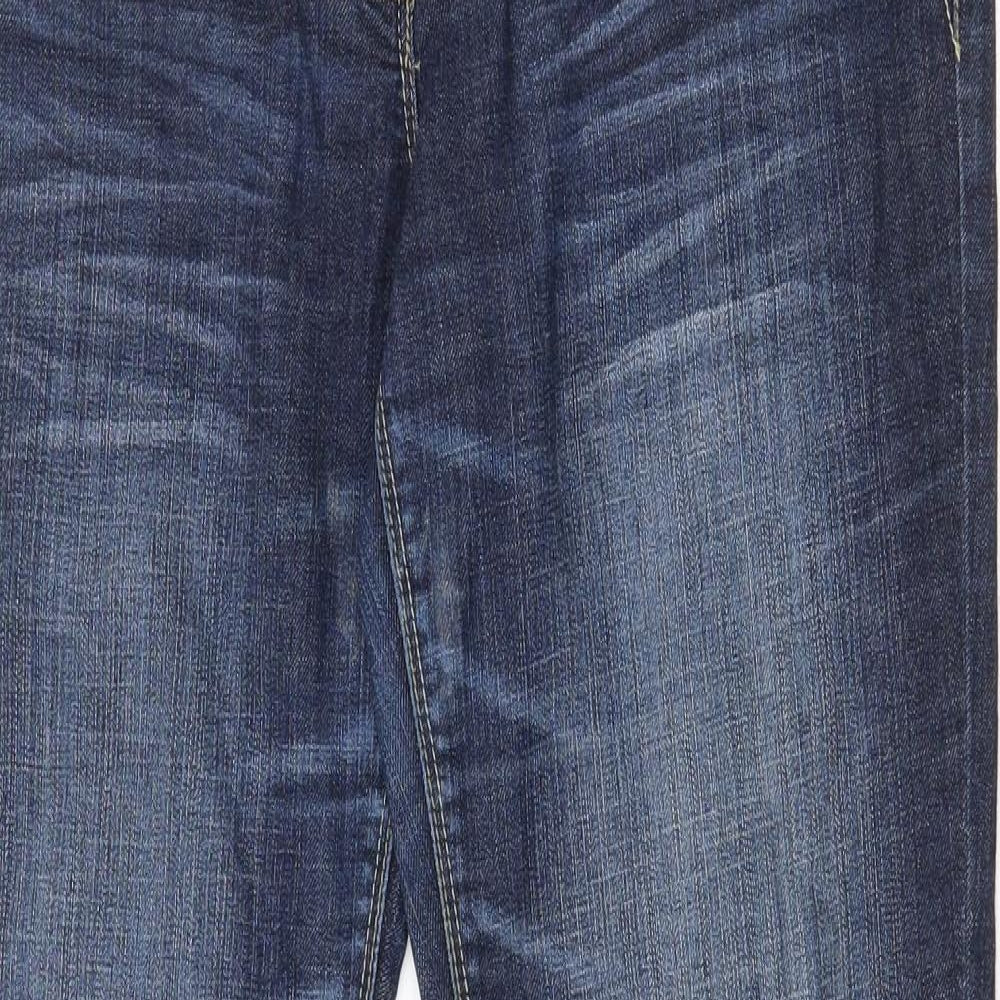 NEXT Womens Blue  Cotton Straight Jeans Size 14 L30 in Slim Zip