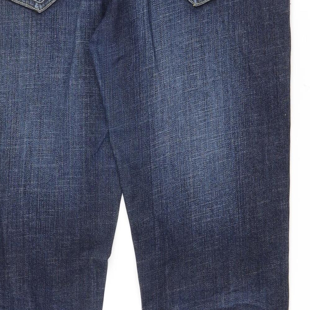 NEXT Womens Blue  Cotton Straight Jeans Size 14 L30 in Slim Zip