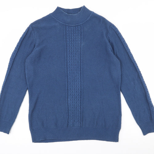 Collection L Womens Blue High Neck  Acrylic Pullover Jumper Size 14