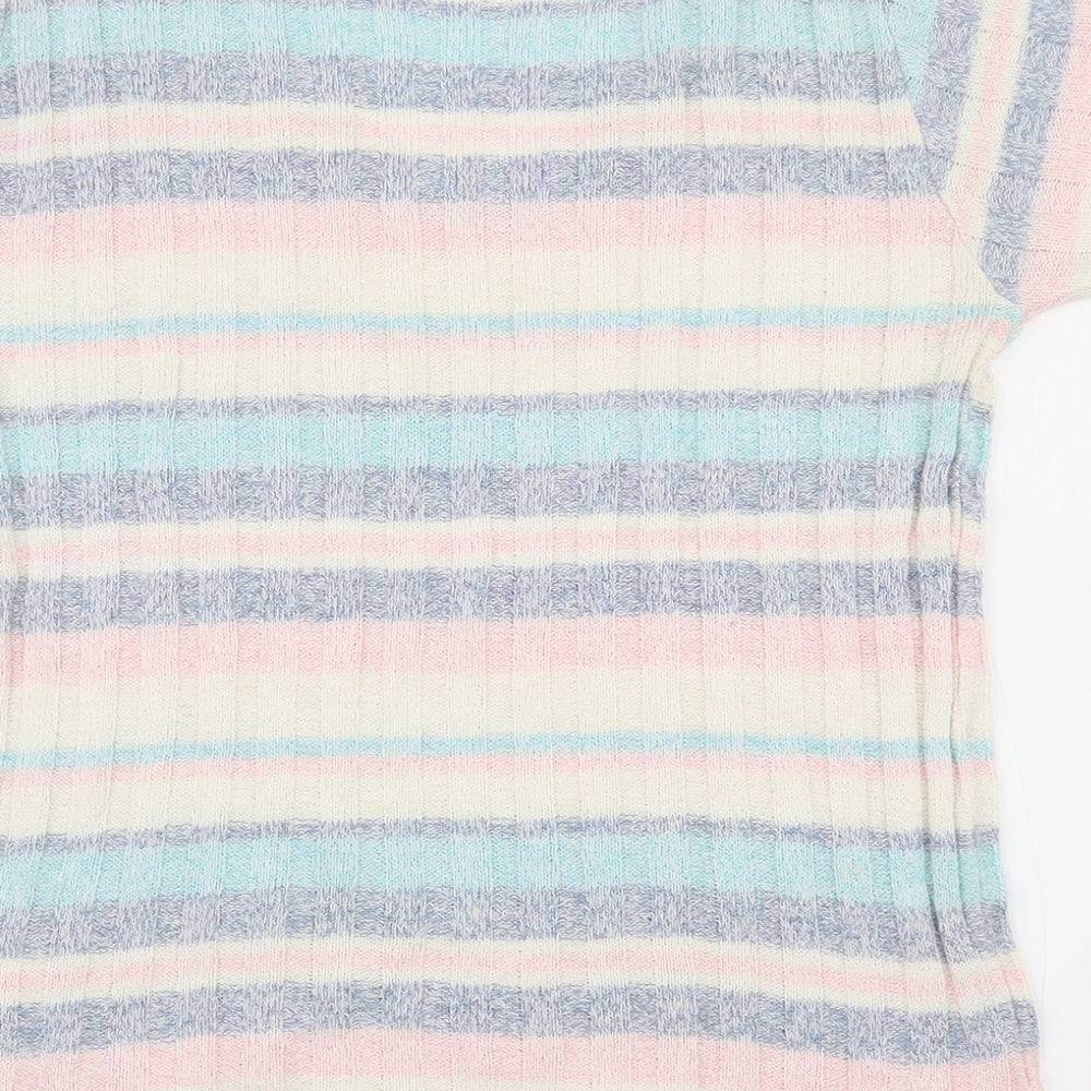 Littlewoods Womens Multicoloured Striped Acrylic Basic T-Shirt Size 16 Scoop Neck