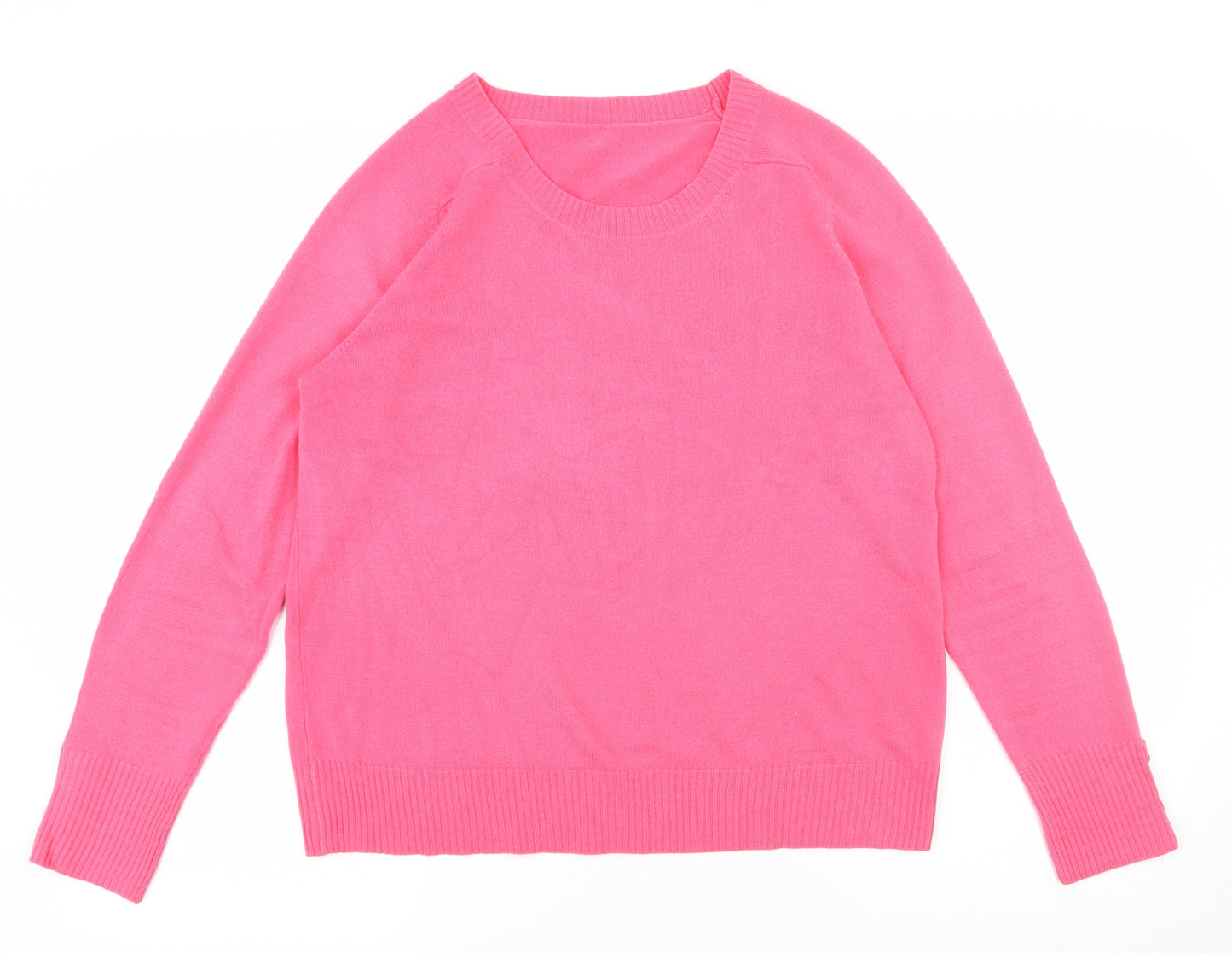 Marks and Spencer Womens Pink Round Neck  Acrylic Pullover Jumper Size 14