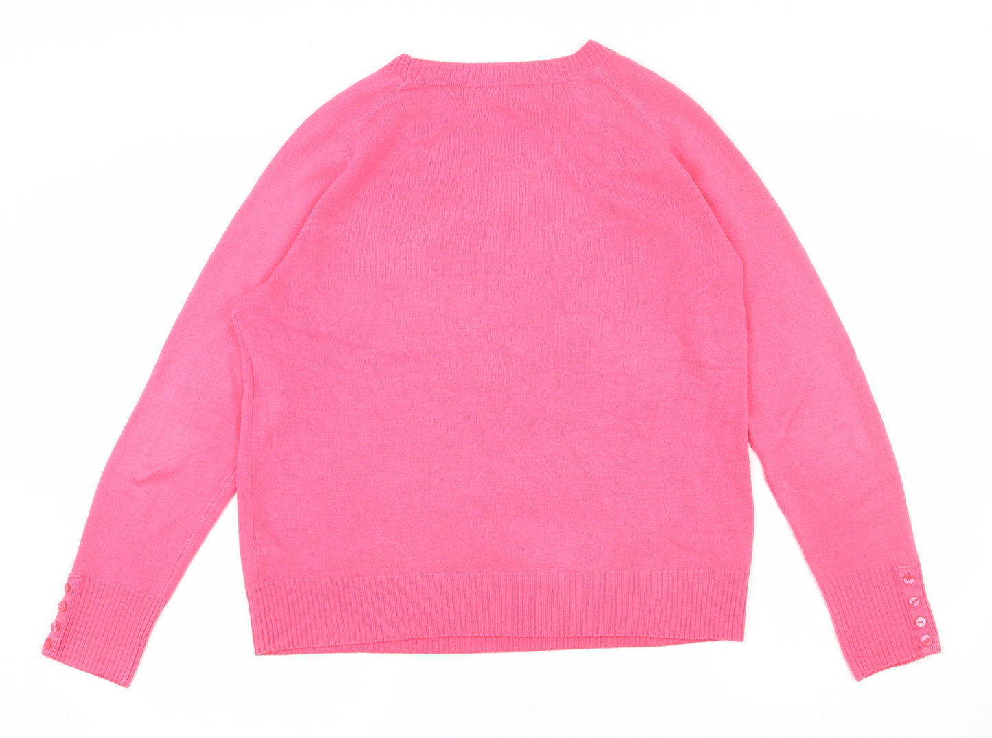 Marks and Spencer Womens Pink Round Neck  Acrylic Pullover Jumper Size 14