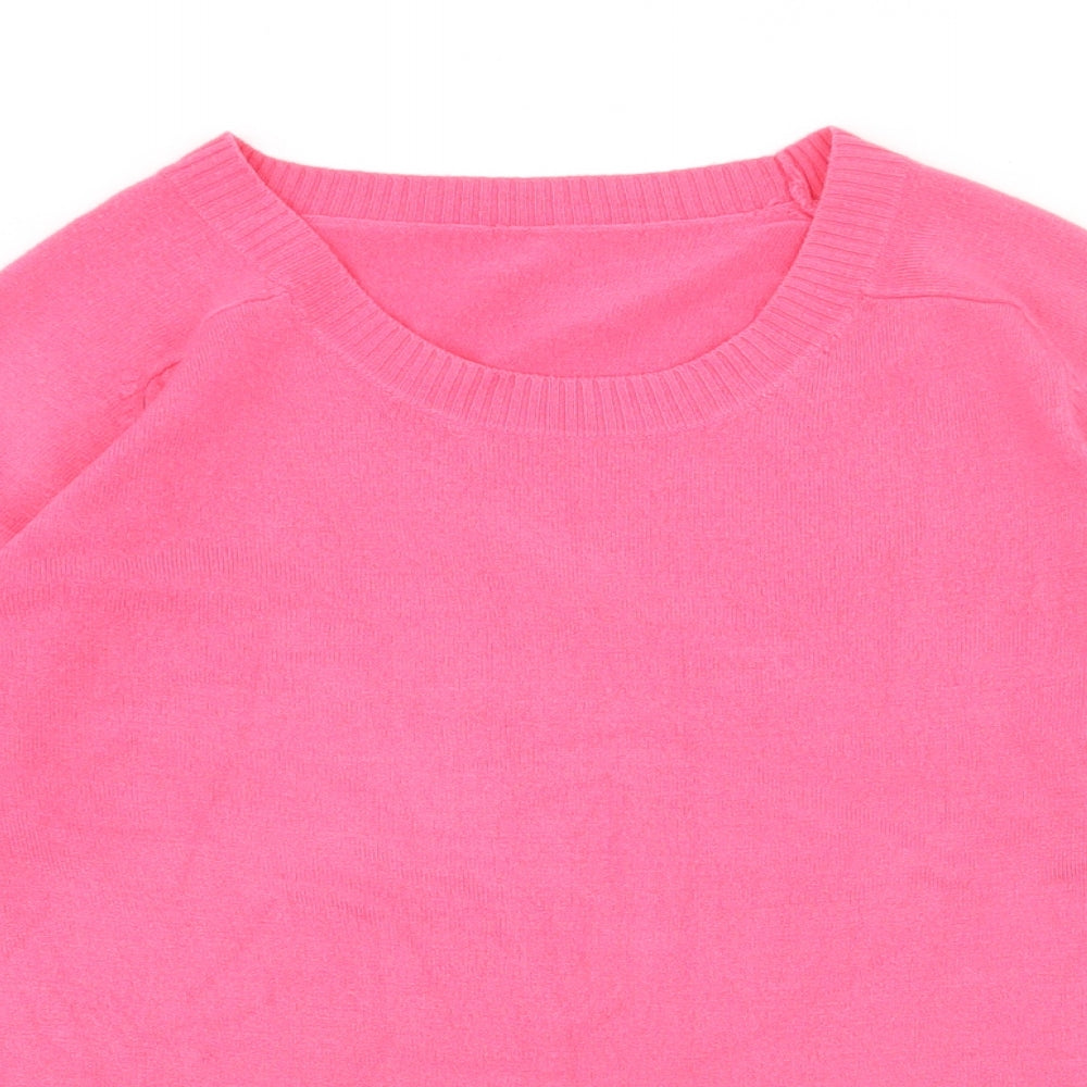 Marks and Spencer Womens Pink Round Neck  Acrylic Pullover Jumper Size 14