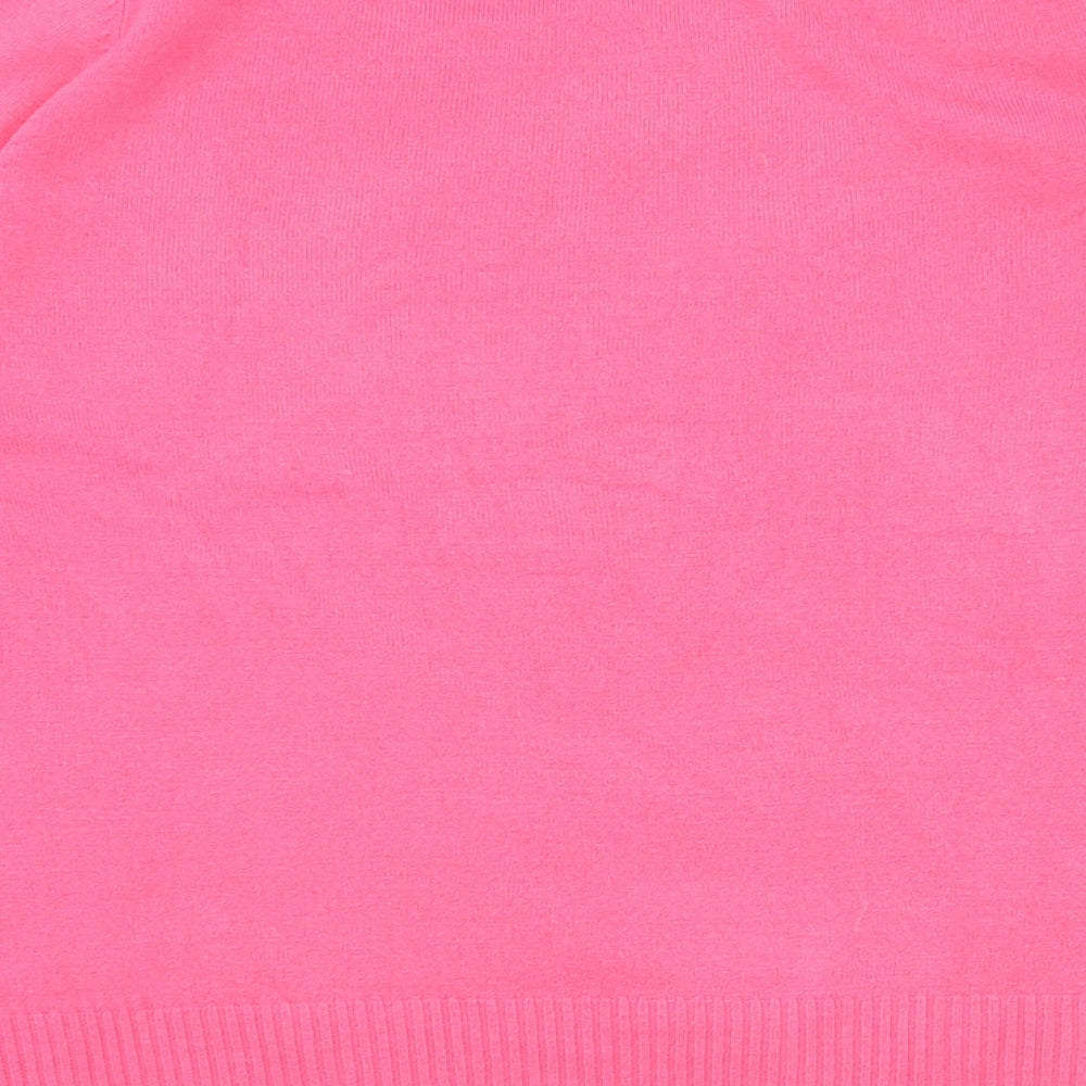 Marks and Spencer Womens Pink Round Neck  Acrylic Pullover Jumper Size 14