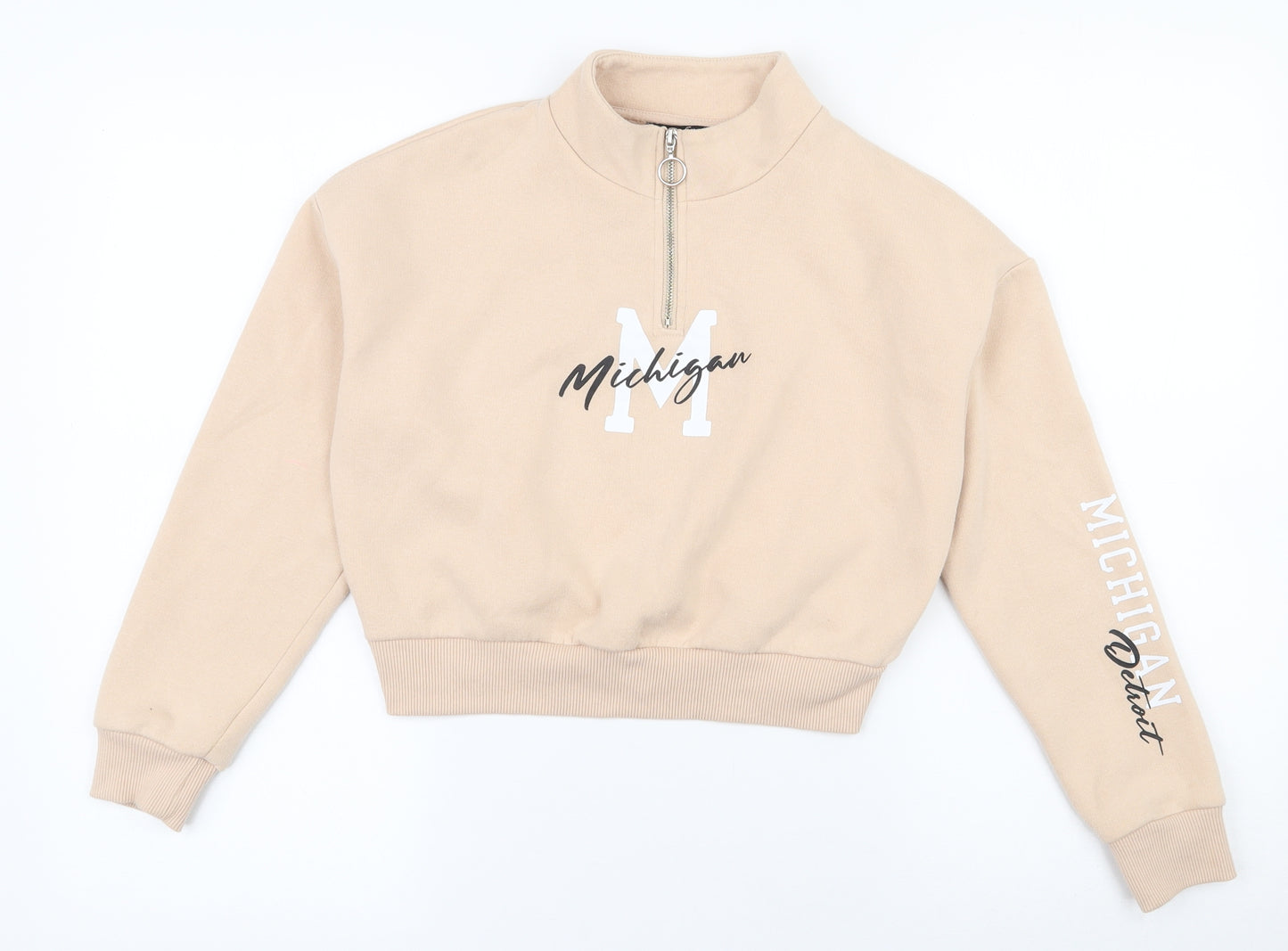 915 generation Girls Beige  Cotton Pullover Sweatshirt Size 10-11 Years  Zip - Cropped